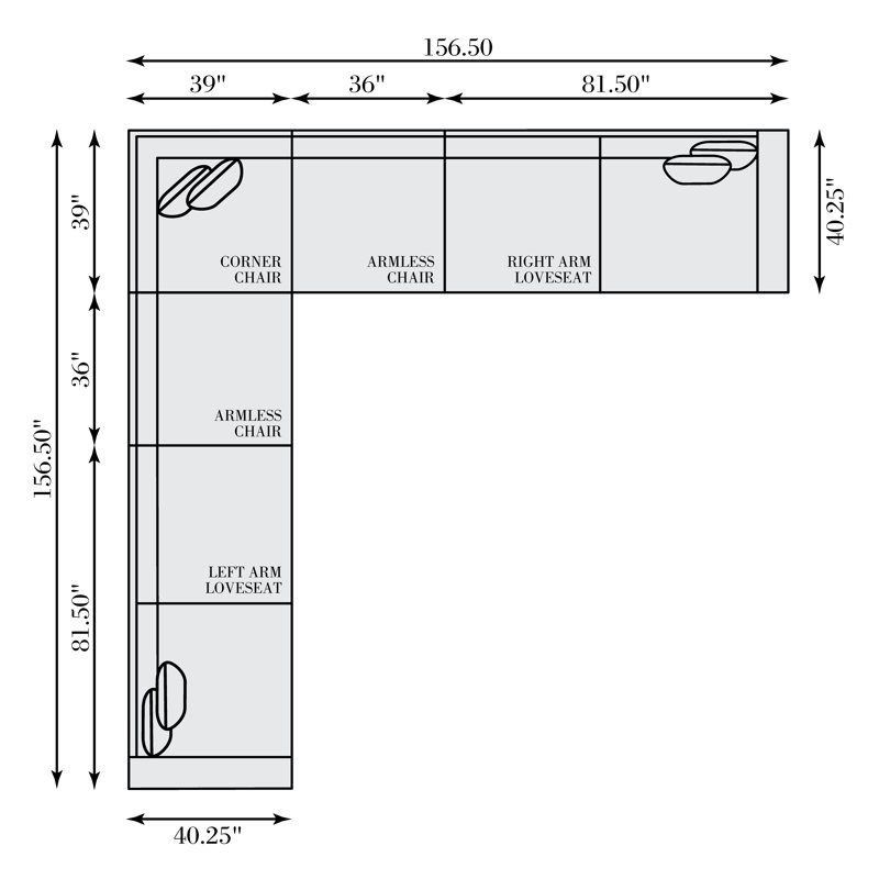 Nest Sectional, 29.5" H x 156.5" W x 156.5" D, Symmetrical