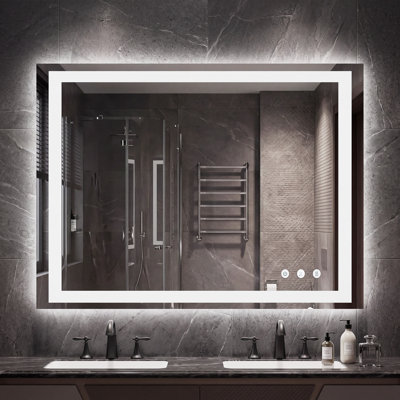 UL Certified  LED Bathroom Vanity Mirror with Anti-Fog, Dimmable Front and Backlit Lights, Tempered Glass