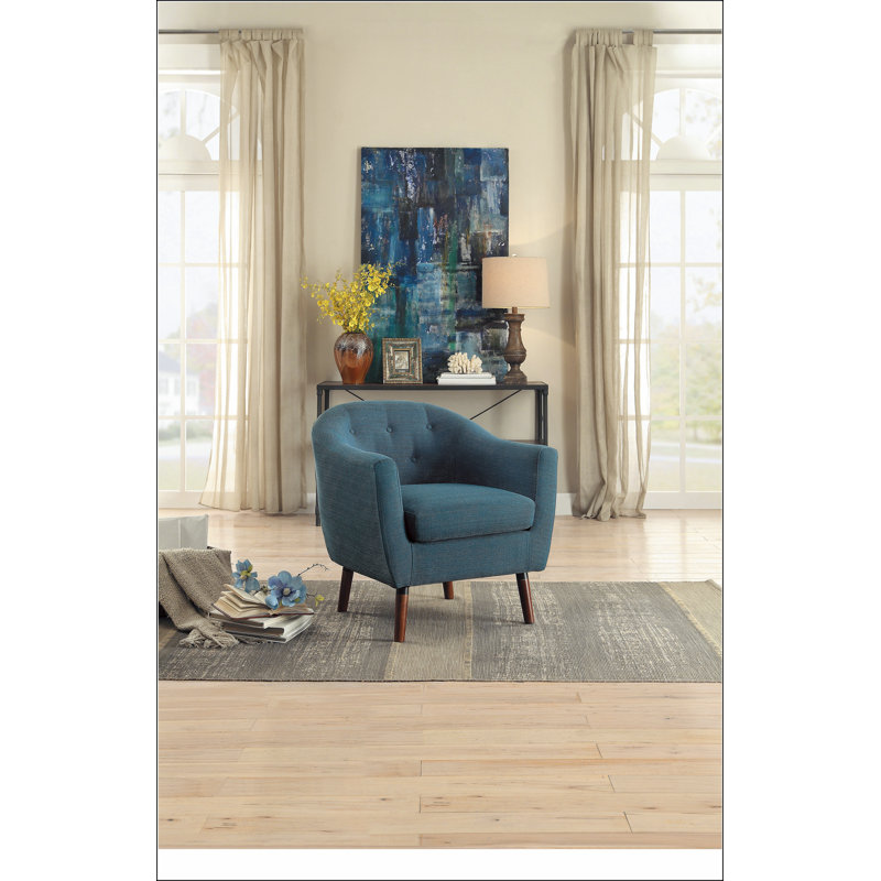 Fauteuil capitonné bleu à 4 pieds Tadcaster, Bleu