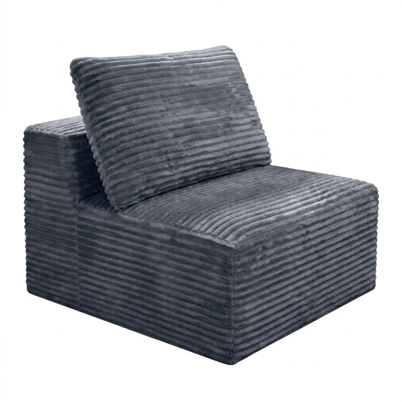 Modern Armless Floor-Hugging Modular Compression Sofa, Gray