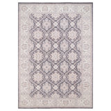 Hand Knotted Wool Area Rug in Dark Gray And Ivory