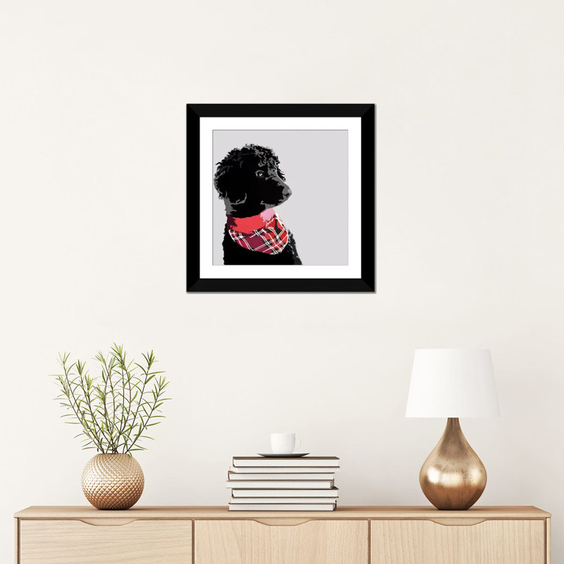 « standard black caniche ii » par julie ahmad, impression sur toile tendue, H 16 po x l 16 po x P 1 po, Blanc