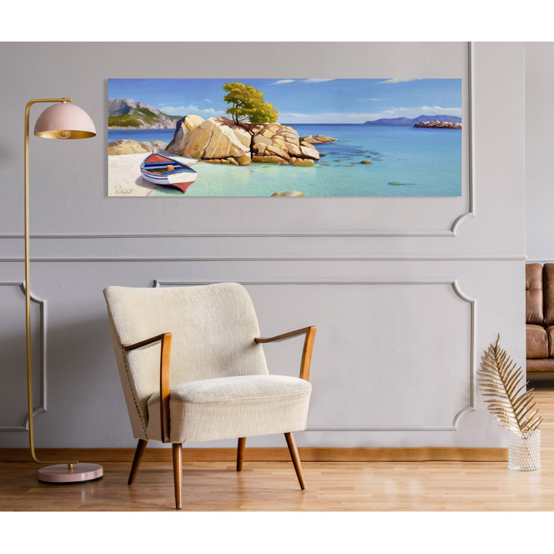 Italian Seascape 1 Piece Wrapped Canvas Painting, 40cm H x 120cm W x 4cm D
