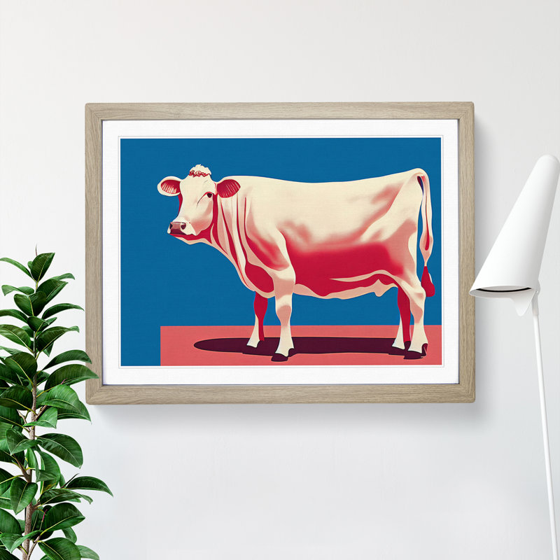 Exquisite Cow - Single Picture Frame Print, 25cm H x 34cm W x 2cm D, Oak Framed