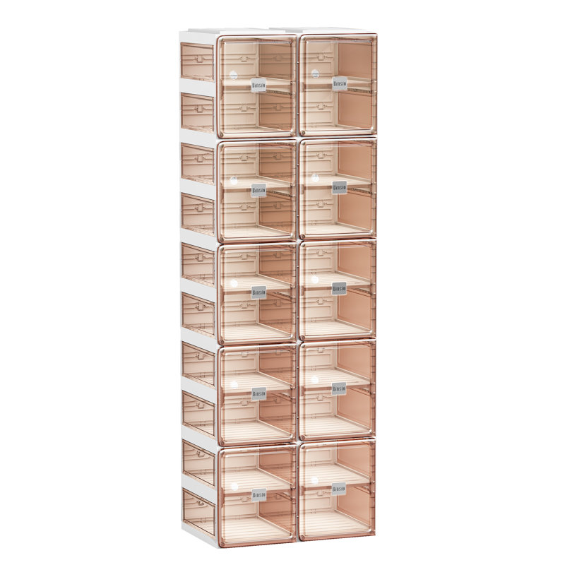 Armoire de rangement pour chaussures 20 paires en plastique brun