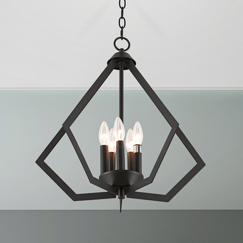 Lustre géométrique unique à 5 lumières Buckeys, Bronze