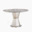 Table de salle à manger ronde en marbre de 47 po, table de cuisine moderne avec plateau en faux marbre ultrabrillant et base en acier inoxydable pour la salle à manger, cuisine (argent, gris)-149483983-149483978