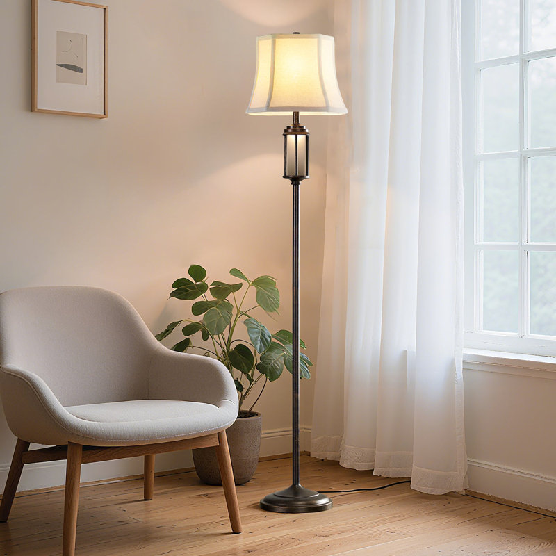 Louann 65.8' Antique Brass Finish Floor Lamp With Night Light