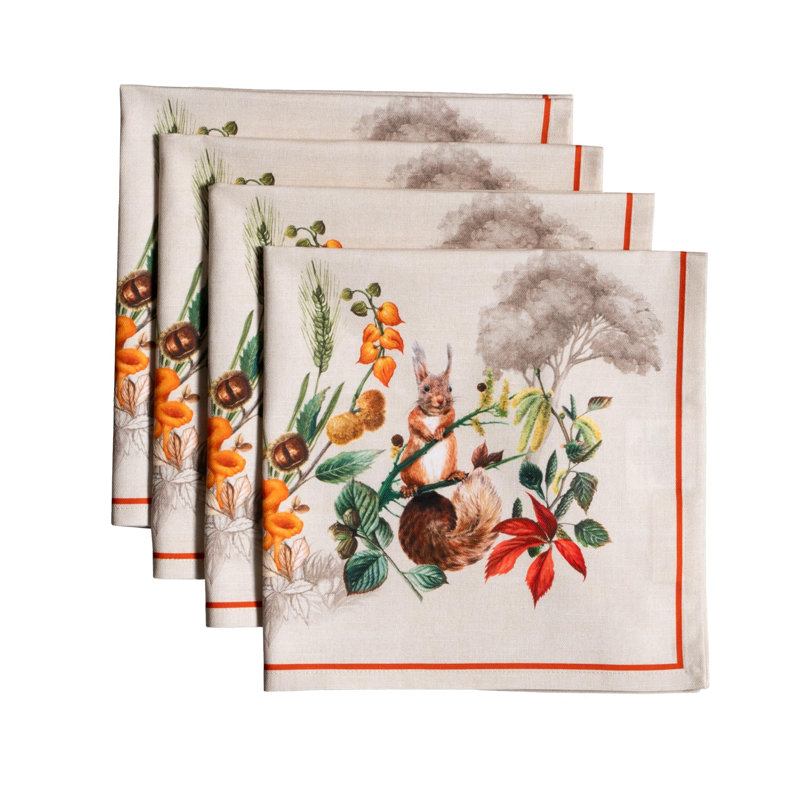 Maison d' Hermine Cloth Napkins Set of 4 100% Cotton for Thanksgiving Christmas Decorations Everyday Reusable Square Fall Napkins Cloth Washable Dinner Party (Recolte, 20"x20")