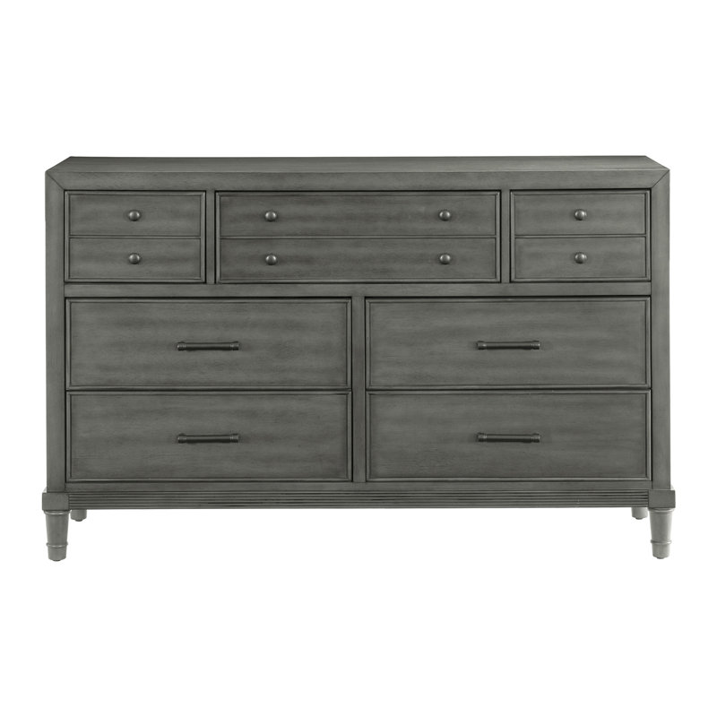 Commode de style transitionnel avec poignées en bronze foncé et poignées en bronze foncé