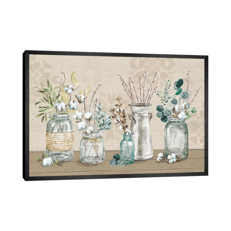 Cotton Bouquet I by Mary Urban - Print on Canvas, Black Framed, 101.6 cm H x 66.04 cm W