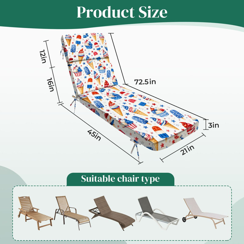  Coussin de chaise longue d'extérieur 3 pouces pour l'extérieur