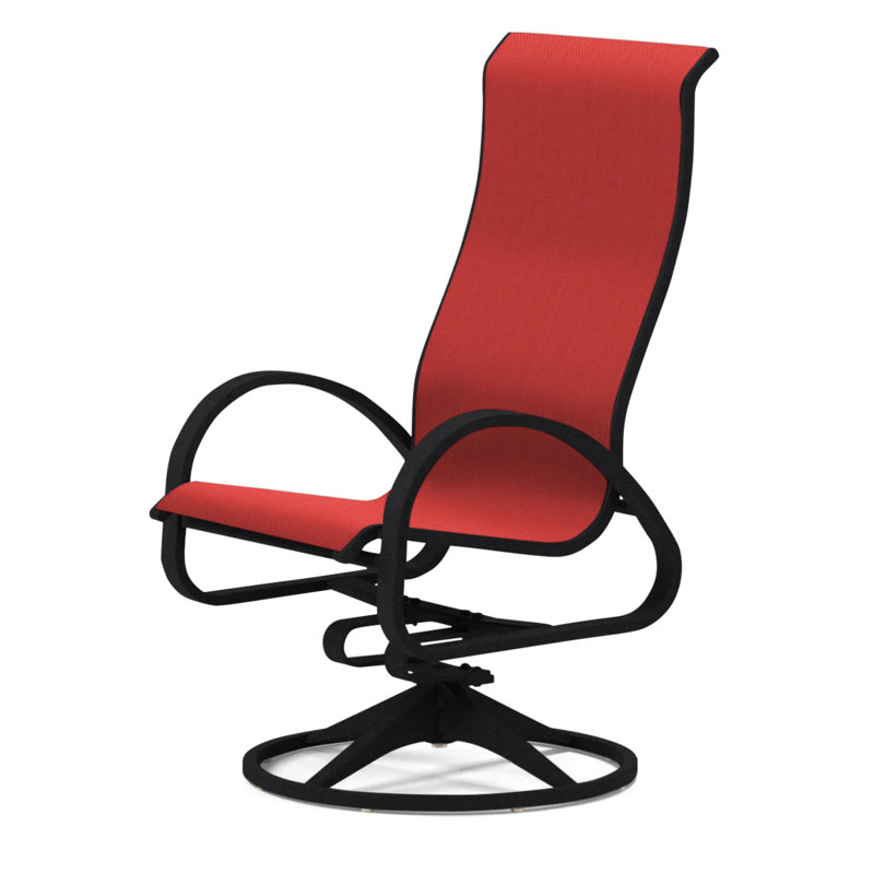 Fauteuil de patio pivotant Hiraku, Rouge 1D Sunbrella®, Noir texturé