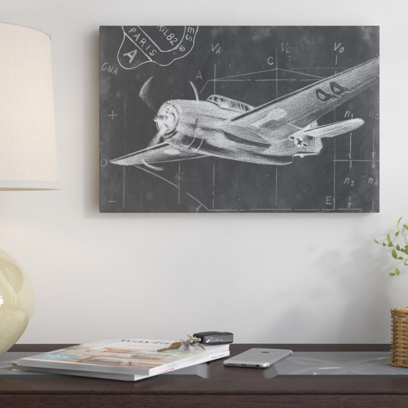 «Flight Schématique II», impression sur toile, H 12 po x l 18 po x P 1,5 po, Pas de tapis, Toile tendue