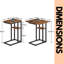 Naarden Rustic C Shaped Table Foldable End Table Industrial Side Sofa Tables Living Room