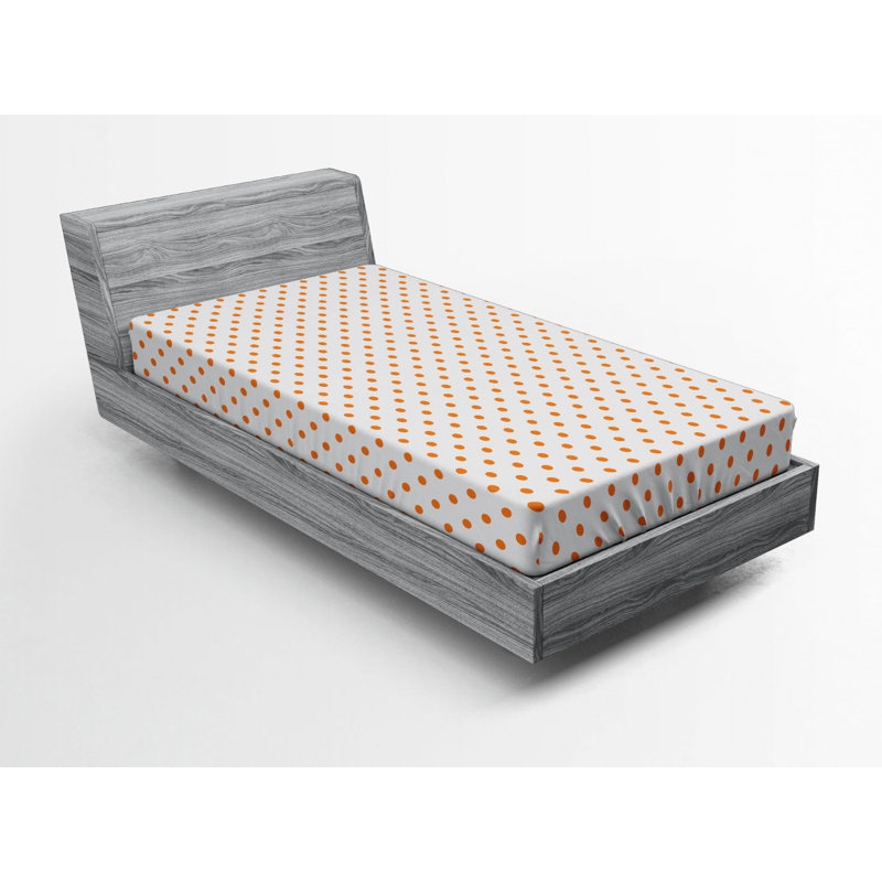 Microfiber Polka Dots Fitted Sheet, Twin XL Fitted Sheet, Orange Polka Dots
