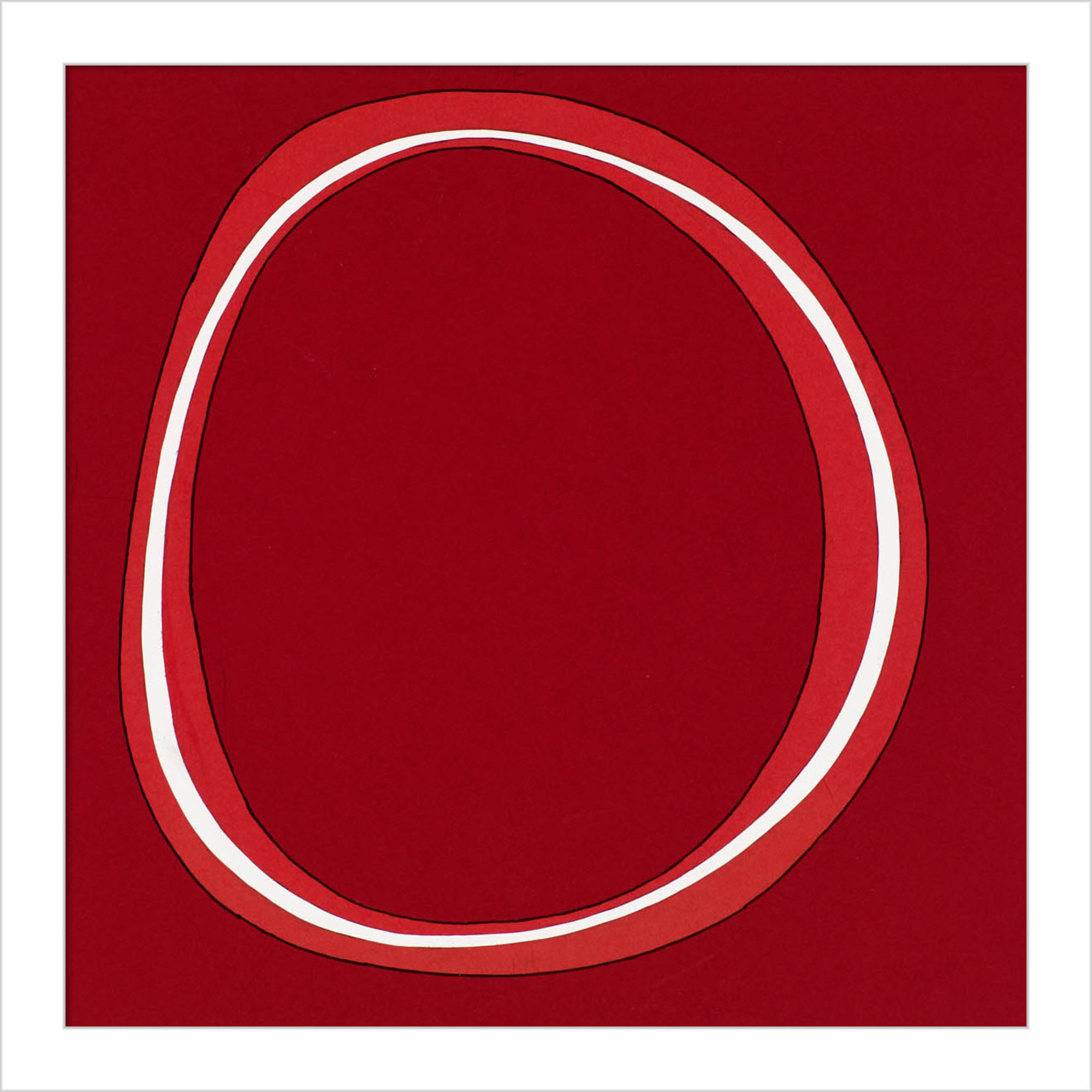 Red Circle by Alex Dunn, White, 13" H x 13" W