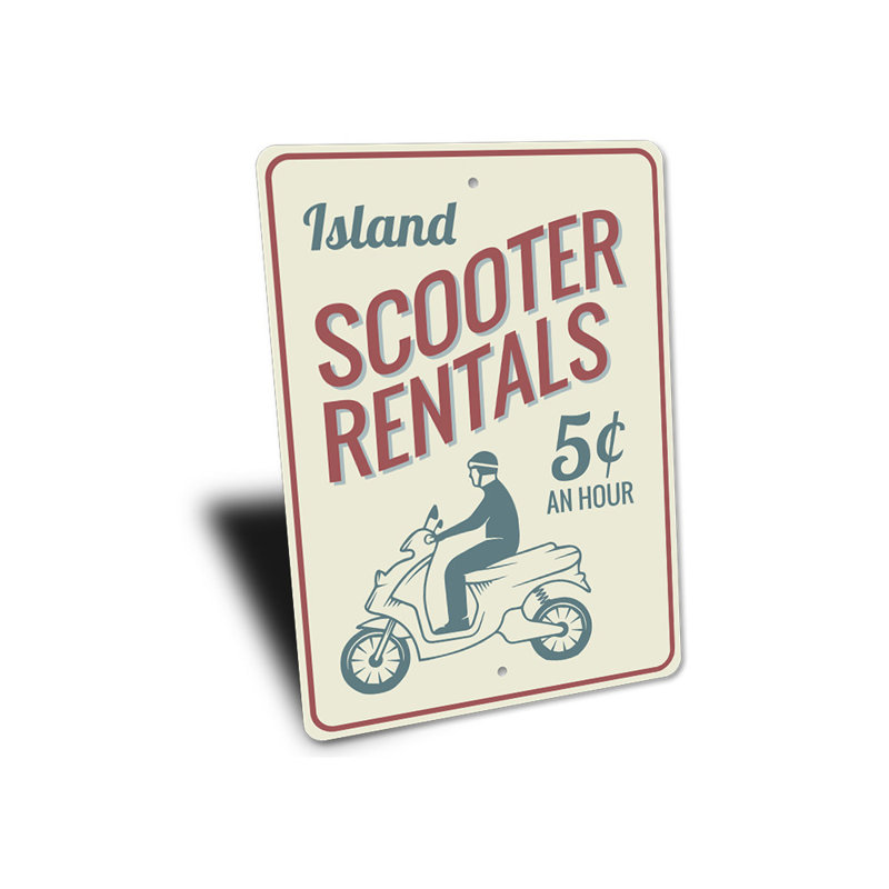 Enseigne en aluminium Scooter, H 18 po x l 12 po x P 0,06 po