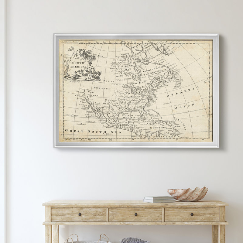 Carte de l’Amérique du Nord-impression d’art graphique sur toile encadrée, H 18,5 po x l 24,5 po x P 1,5 po