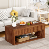 Rectangular Coffee Table with Drawers and Storage Shelves For Living Room