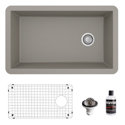 Karran Quartz 31-3/4'' X 19-1/4'' Single Bowl Undermount Kitchen Sink Kit
