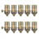 Royal Designs, Inc. 3 Way Vintage Turn Knob Lamp Socket For Incandescent LED Bulbs, Polished Brass, Set Of 10
