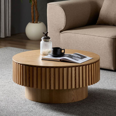 Table basse ronde en MDF avec rangement