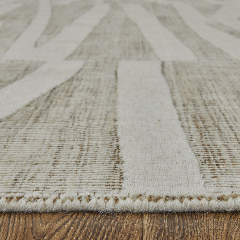 Peconic Modern Abstract, Tan/Ivory Area Rug, Rectangle 8' x 10'