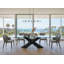 Extendable Glass Top Metal Base Dining Table