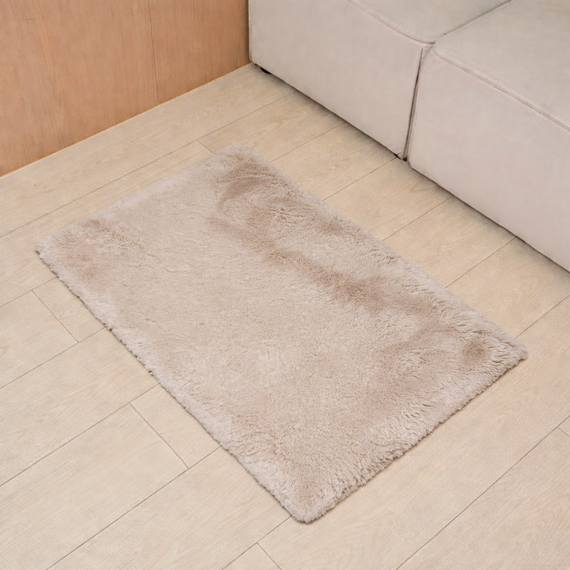 Solid Colour Machine Tufted Indoor / Outdoor Area Rug, Rectangle 50 x 80 cm, Beige