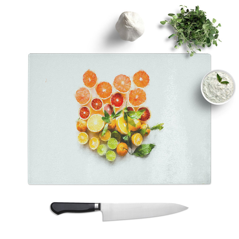 Tempered Glass Citrus Fruits Chopping Board, 28.5 cm x 39 cm