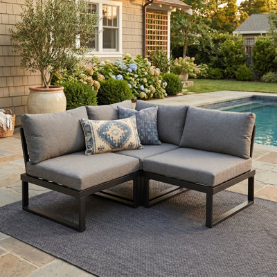 Anusri 3-Person Modular Aluminum Patio Sectional