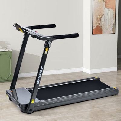 Machine de course pliable 3,5 hp - 14 km / h, tapis de course portatif en métal, couleur grise