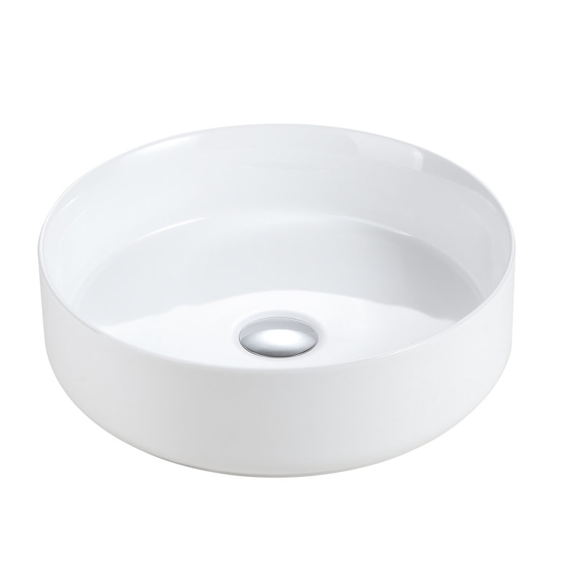, Lavabo en céramique blanc brillant élégant - intégré, en céramique, résistant aux taches, facile à essuyer, 15,53 po de largeur, profond, 4,78 po de hauteur, 17,39 lb, rehausse le décor de la cuisine