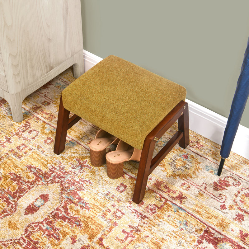 Leteke Wood Stackable Step Stool Footstool Ottoman, Yellow Sponge