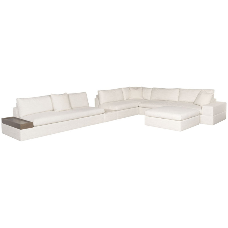 Banquette gauche avec accoudoir en bois, Worthy Snow