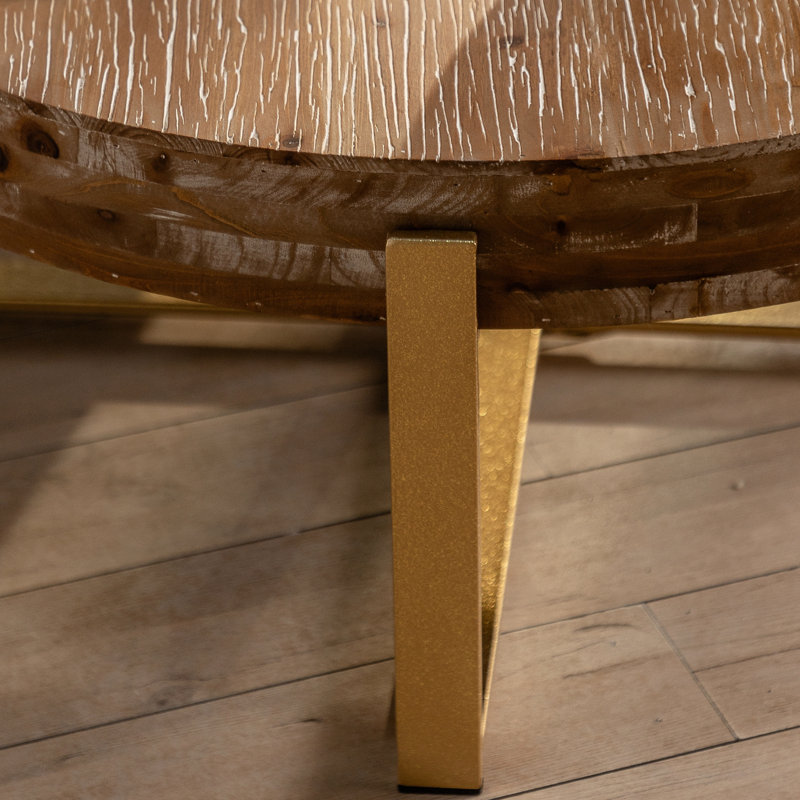 Round Coffee Table With Construction And Functionality, 13.38" H x 31.29" L x 31.29" W, Gold