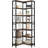78.74" Tall 7-Tier Industrial Rustic Brown Corner Bookshelf Tall Wood Metal Etagere Display Shelf For Home Office-1449313987