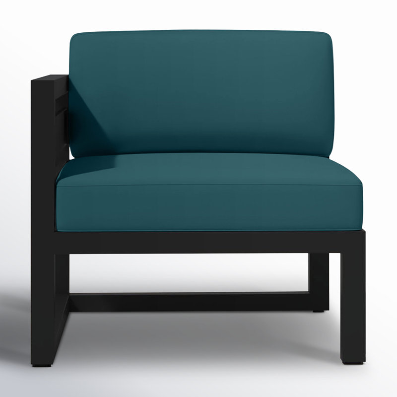 Avion Outdoor One Arm Lounge Chair, Canvas Charcoal Sunbrella® Canvas, Black