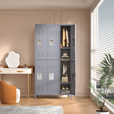 6 casiers en métal de 72 po de hauteur avec serrure pour les employés, armoire de rangement pour garage à domicile