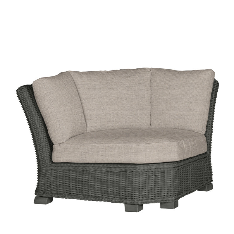 Rustic Woven Sectional Corner, Slate Gray, Dove Sunbrella® Linen, Welt