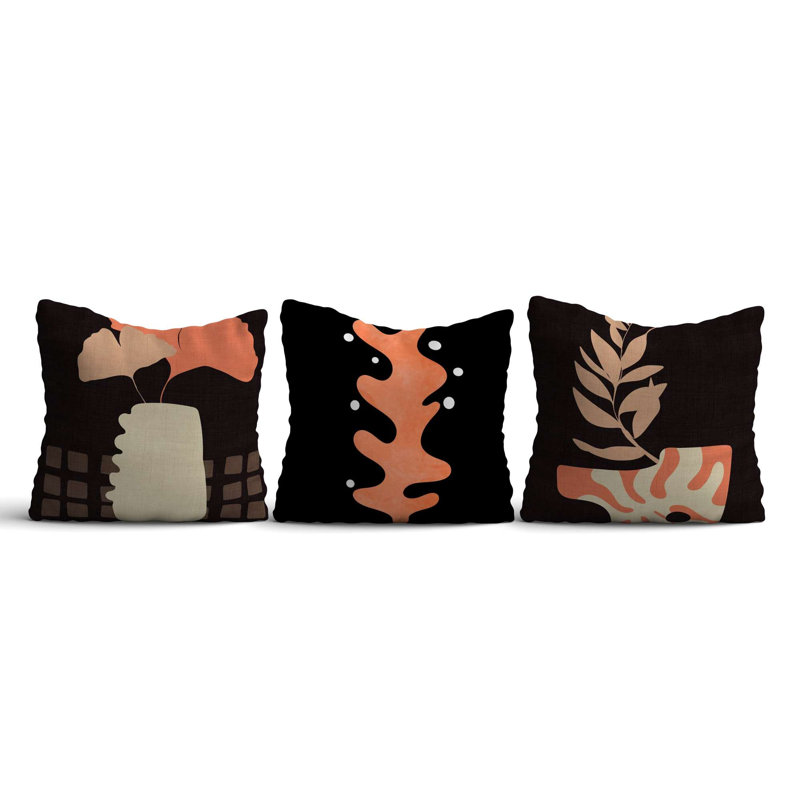 Ensemble de housse de coussin élégant (3 pièces), 16,9 x 16,9 pouces | 50% coton / 50% polyester, lavable et repassable | Parfait pour la décoration intérieure, le canapé et le salon, tissu doux et durable
