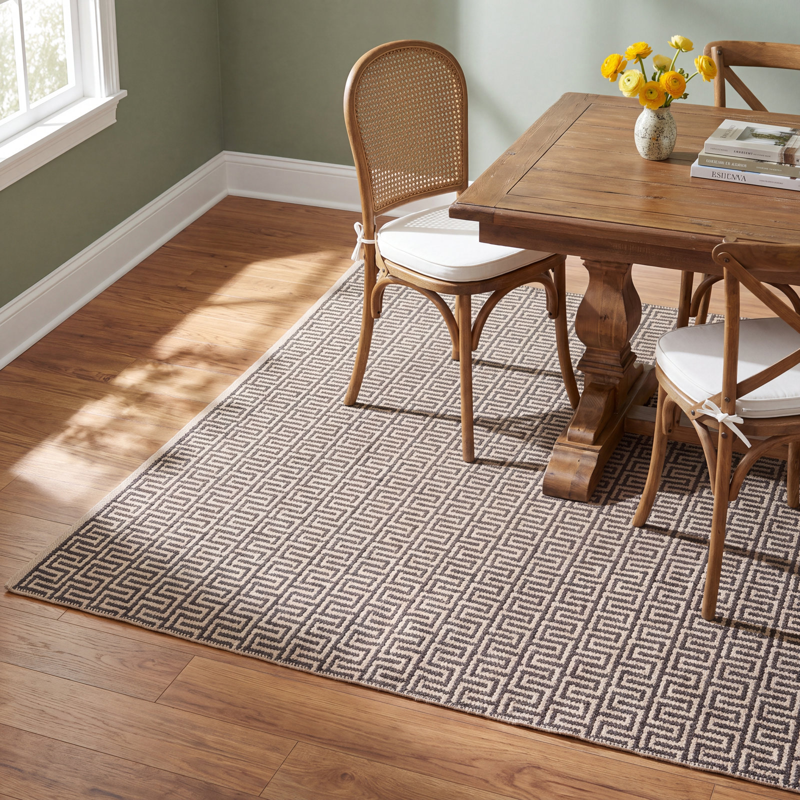 Bradshaw Grey Ivory Hand-Woven Cotton Rug, Rectangle 8' x 10'