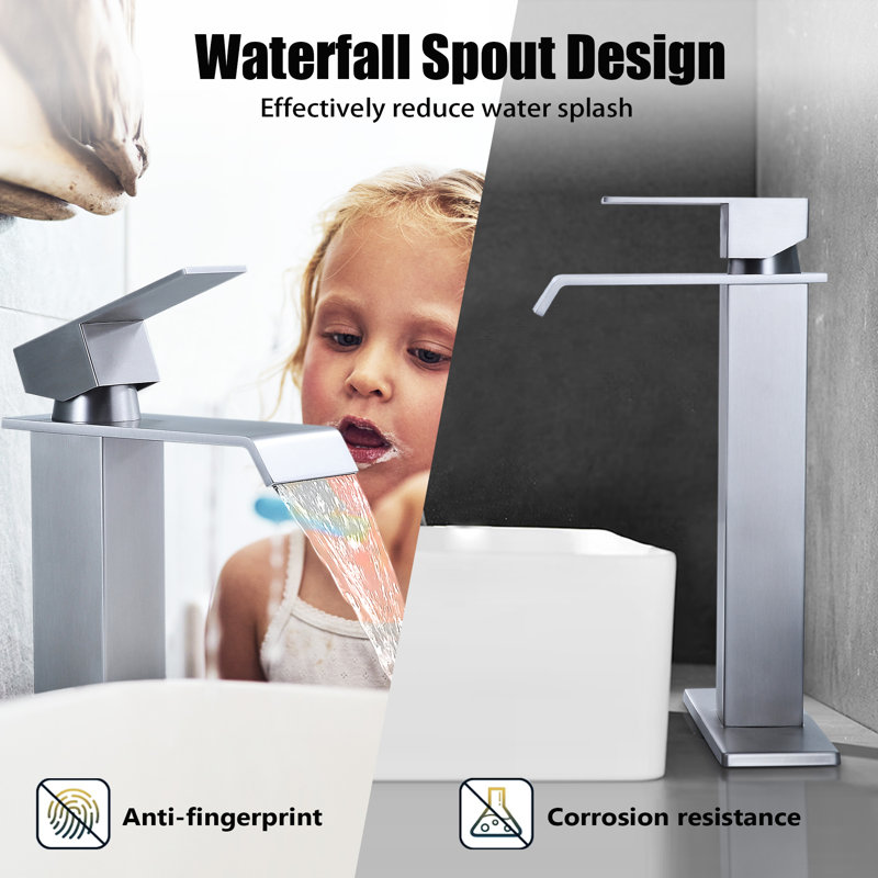 Single Hole Bathroom Faucet, Brushed Nickel