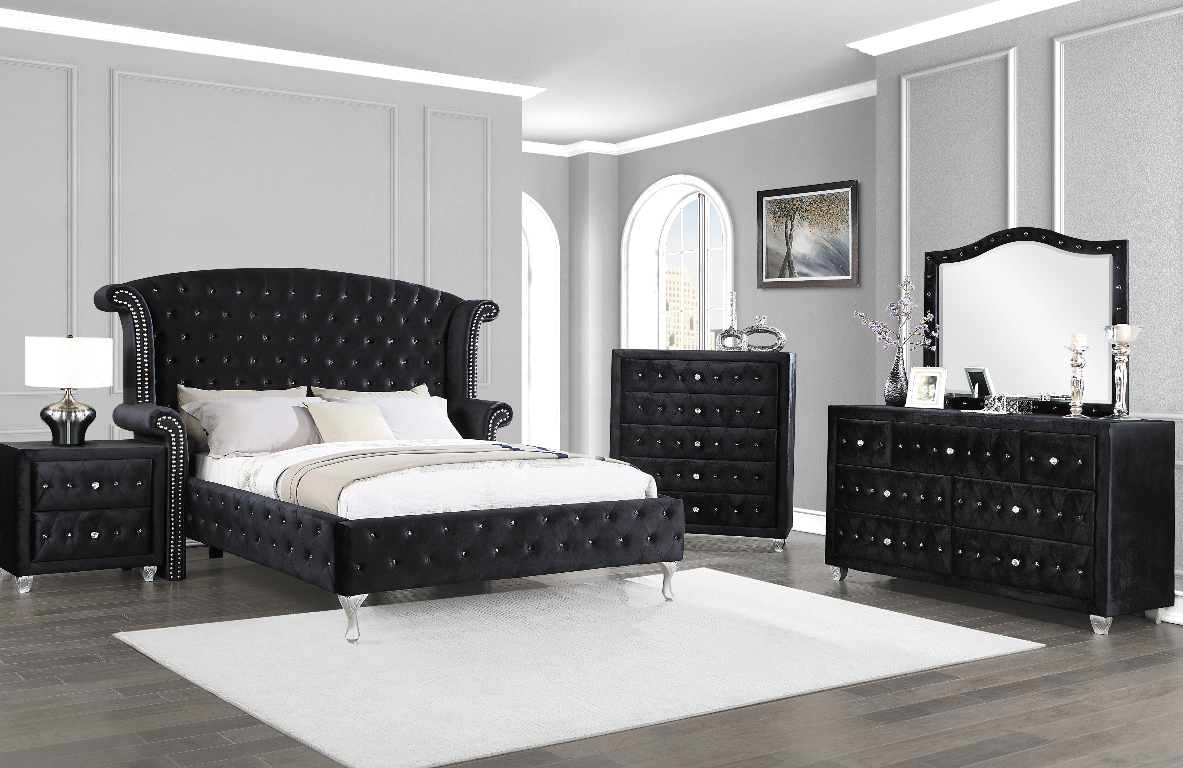 House of Hampton® Jamonte 5 - Piece Bedroom Set in Black | Wayfair