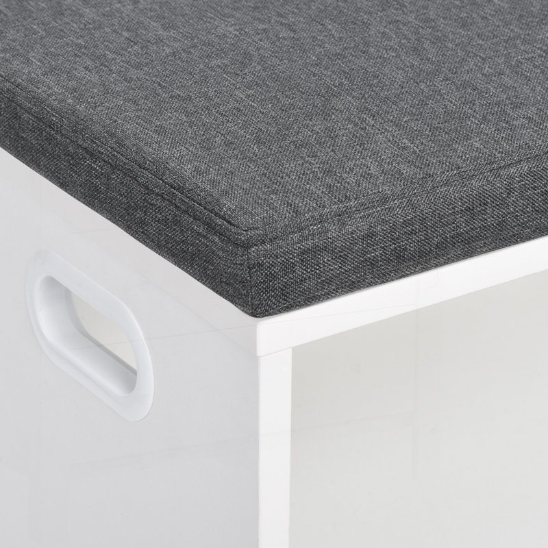 Banc de rangement pour 4 paires de chaussures, Blanc / gris foncé