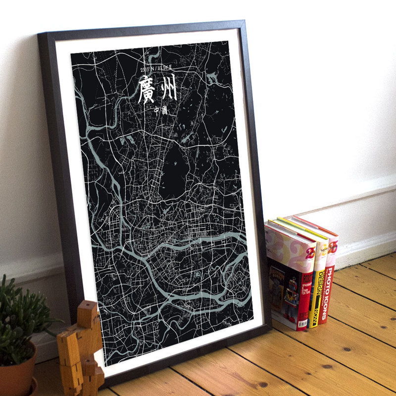 CT Guangzhou City Map - No Frame Print, 43.2cm H x 27.9cm W x 0.13cm D