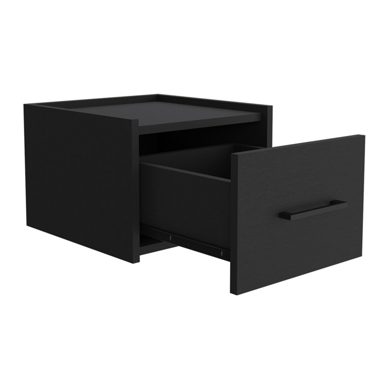 Table de chevet flottante Calion, chambre à coucher, noir, Noir