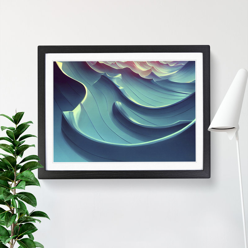 Surreal Ocean Wave Vol.5 Abstract - Single Picture Frame Print, 46cm H x 64cm W x 2cm D, Black Framed