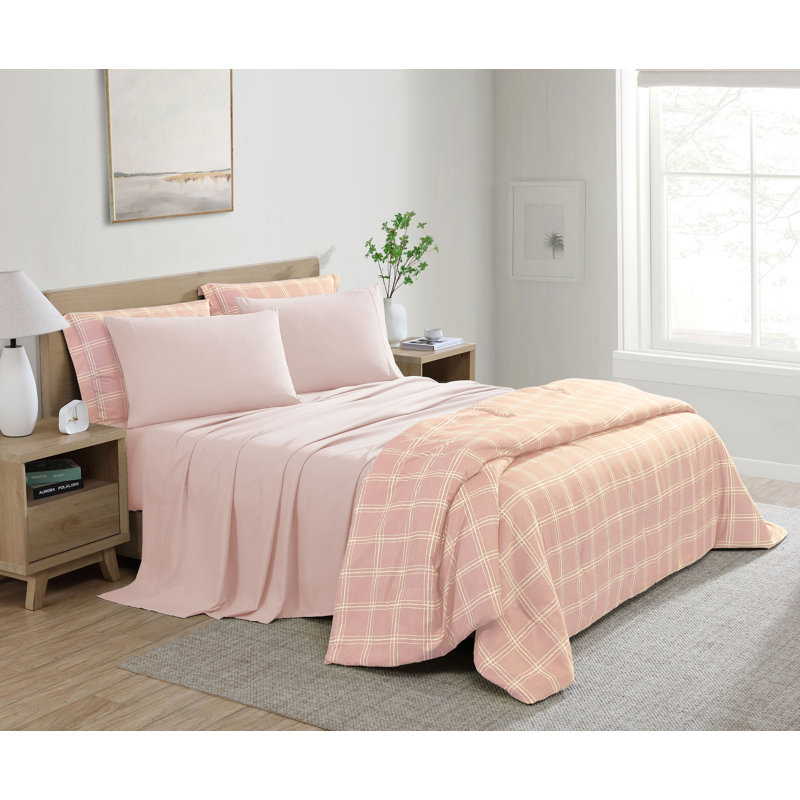 Ensemble de lit dans un sac réversible en microfibre réversible 7 pièces Swift Home, Rose